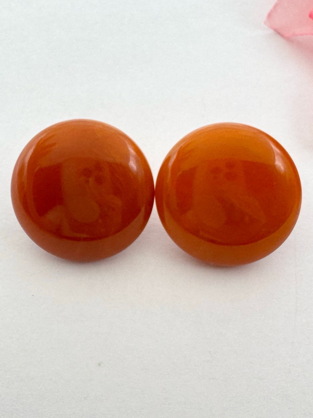 Vintage Butterscotch Bakelite Dome Stud Earrings Tested READ